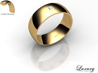 Men's Single Diamond 18ct. Yellow Gold 7mm. Court Wedding Ring-18YG1XPD-7CHG