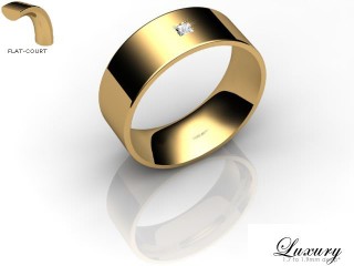 Men's Single Diamond 18ct. Yellow Gold 7mm. Flat-Court Wedding Ring-18YG1XPD-7FCHG