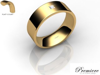 Men's Single Diamond 18ct. Yellow Gold 7mm. Flat-Court Wedding Ring-18YG1XPD-7FCXG