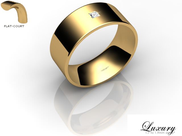 Men's Single Diamond 18ct. Yellow Gold 8mm. Flat-Court Wedding Ring