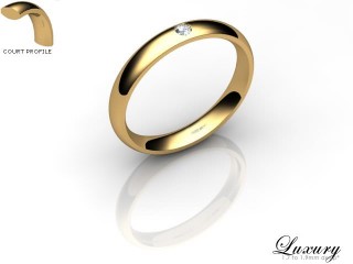 Men's Single Diamond 18ct. Yellow Gold 3mm. Court Wedding Ring-18YG1XRD-3CHG