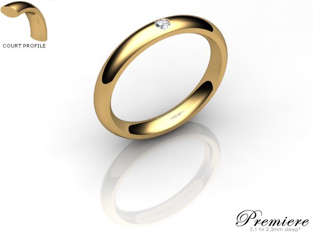 Men's Single Diamond 18ct. Yellow Gold 3mm. Court Wedding Ring