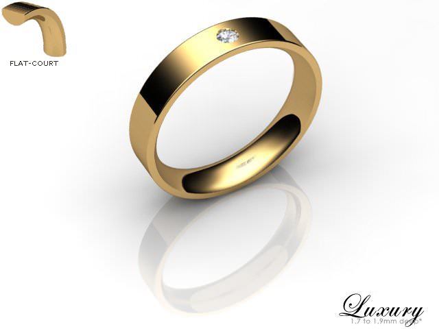 Men's Single Diamond 18ct. Yellow Gold 4mm. Flat-Court Wedding Ring