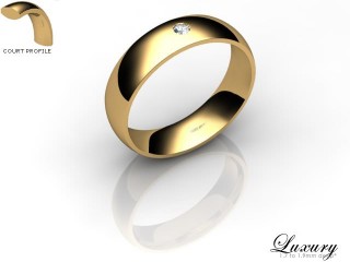 Men's Single Diamond 18ct. Yellow Gold 5mm. Court Wedding Ring-18YG1XRD-5CHG