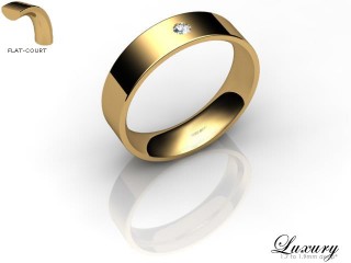 Women's Single Diamond 18ct. Yellow Gold 5mm. Flat-Court Wedding Ring-18YG1XRD-5FCHL