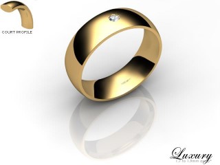 Women's Single Diamond 18ct. Yellow Gold 6mm. Court Wedding Ring-18YG1XRD-6CHL