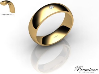 Men's Single Diamond 18ct. Yellow Gold 6mm. Court Wedding Ring-18YG1XRD-6CXG