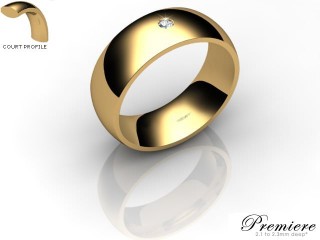 Men's Single Diamond 18ct. Yellow Gold 7mm. Court Wedding Ring-18YG1XRD-7CXG