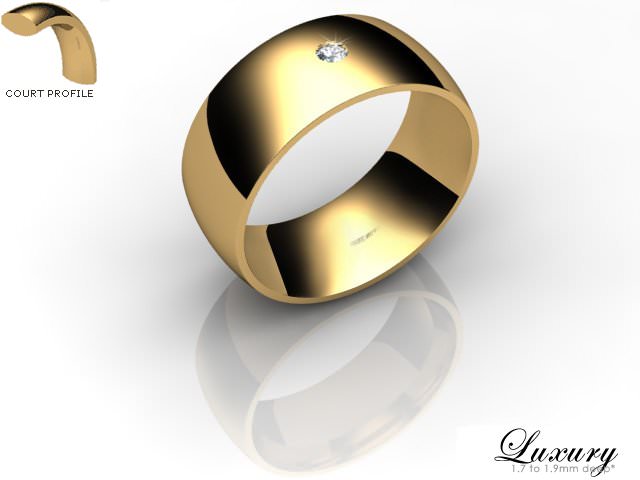 Men's Single Diamond 18ct. Yellow Gold 8mm. Court Wedding Ring