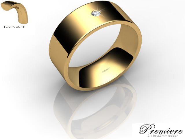 Men's Single Diamond 18ct. Yellow Gold 8mm. Flat-Court Wedding Ring