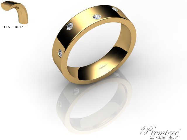 Men's Diamond Scatter 18ct. Yellow Gold 5mm. Flat-Court Wedding Ring