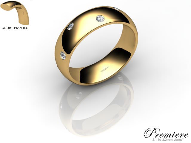 Women's Diamond Scatter 18ct. Yellow Gold 6mm. Court Wedding Ring
