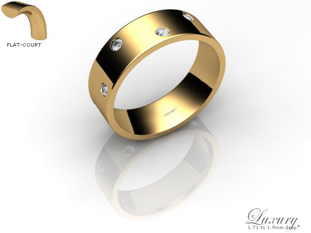 Men's Diamond Scatter 18ct. Yellow Gold 6mm. Flat-Court Wedding Ring