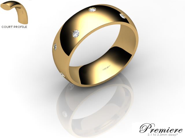 Men's Diamond Scatter 18ct. Yellow Gold 7mm. Court Wedding Ring