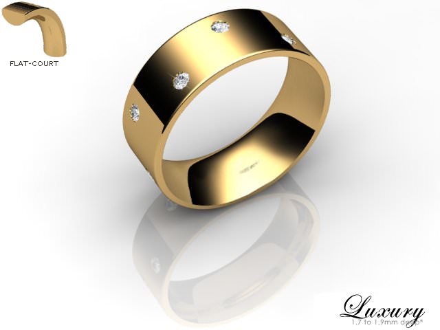 Men's Diamond Scatter 18ct. Yellow Gold 7mm. Flat-Court Wedding Ring