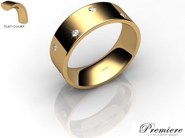 Men's Diamond Scatter 18ct. Yellow Gold 7mm. Flat-Court Wedding Ring