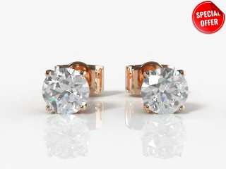SPECIAL - 0.50cts. 18ct. Rose Gold Diamond Earstuds Save £104-20-04000-0.50