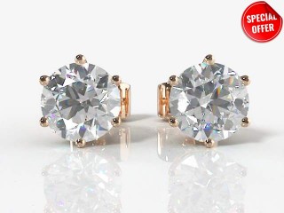 SPECIAL 1.00cts. 18ct. Rose Gold Diamond Earstuds-20-04006-1.00G