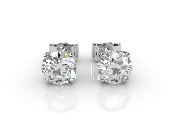 18ct. White Gold Classic 4 Claw Round Diamond Stud Earrings - Main Picture
