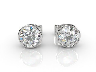 18ct. White Gold Rub-Over Round Diamond Stud Earrings-20-05011