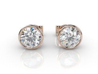 18ct. Rose Gold Rub-Over Round Diamond Stud Earrings-20-14011