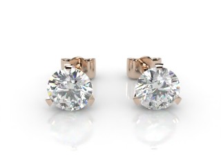 18ct. Rose Gold Contempory 3 Claw Round Diamond Stud Earrings-20-14013