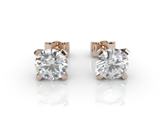 18ct. Rose Gold Our Signature Setting Round Diamond Stud Earrings-20-14014
