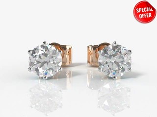 SPECIAL - 0.50cts. 18ct. Rose & White Gold Diamond Earstuds Save £109-20-24006-0.50