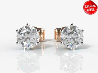 SPECIAL - 0.66cts. 18ct. Rose & White Gold Diamond Earstuds Save £138-20-24006-0.66