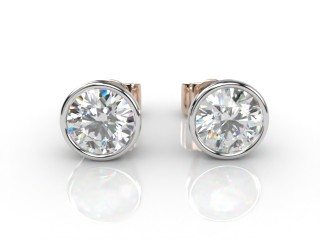 18ct. Rose Gold, Platinum Set Rub-Over Round Diamond Stud Earrings-20-24011