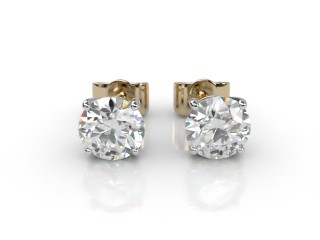 18ct. Gold Classic 4 Claw Round Diamond Stud Earrings