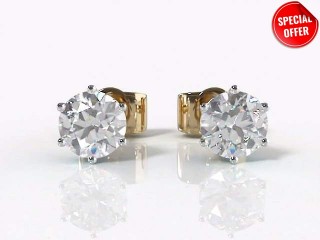 SPECIAL 0.50cts. 18ct. Yellow & White Gold Diamond Earstuds-20-28006-0.50G