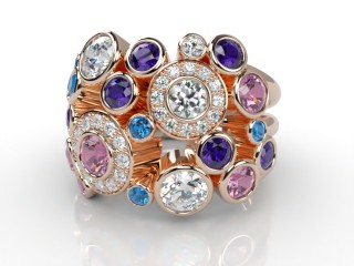 18ct. Rose Gold Diamond & Coloured Stones-44-04002-999