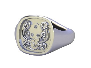 Signet Ring Men's Ring in Platinum-69-01025