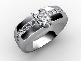 Single Stone Diamond Men's Ring in 18ct. White Gold - 12