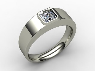 Single Stone Diamond Men's Ring in 18ct. White Gold - 12