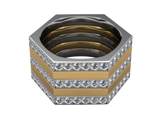 Multi Diamond Men's Ring in 18ct. Yellow and White Gold-69-28031