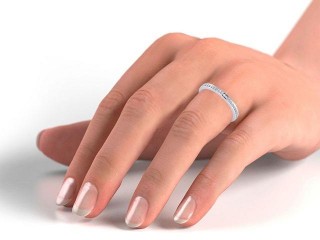 Semi-Set Diamond Eternity Ring in Platinum: 2.0mm. wide with Round Milgrain-set Diamonds - 15