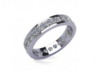 Full Diamond Eternity Ring in Platinum: 4.1mm. wide with Round Milgrain-set Diamonds - 12