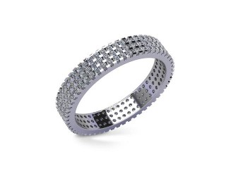 Full Diamond Eternity Ring in Platinum: 3.6mm. wide with Round Shared Claw Set Diamonds - 12