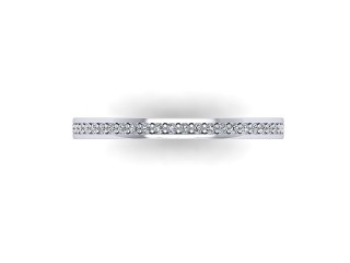 Full Diamond Eternity Ring in Platinum: 2.0mm. wide with Round Milgrain-set Diamonds - 9