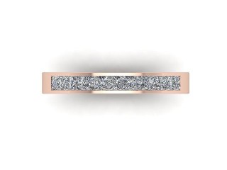 Half-Set Diamond Eternity Ring in 18ct. Rose Gold: 3.0mm. wide with Princess Channel-set Diamonds - 9