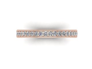 Semi-Set Diamond Eternity Ring in 18ct. Rose Gold: 2.9mm. wide with Round Milgrain-set Diamonds - 9