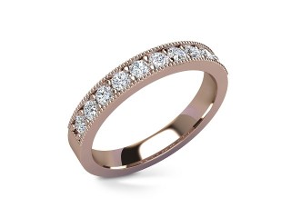 Semi-Set Diamond Eternity Ring in 18ct. Rose Gold: 2.9mm. wide with Round Milgrain-set Diamonds - 12