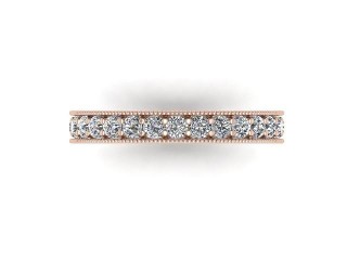 Full Diamond Eternity Ring in 18ct. Rose Gold: 3.1mm. wide with Round Milgrain-set Diamonds