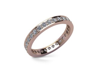 Full Diamond Eternity Ring in 18ct. Rose Gold: 2.9mm. wide with Round Milgrain-set Diamonds