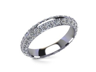Full Diamond Eternity Ring in 18ct. White Gold: 4.0mm. wide with Round Milgrain-set Diamonds - 12