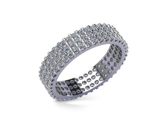 Full Diamond Eternity Ring in 18ct. White Gold: 4.7mm. wide with Round Shared Claw Set Diamonds - 12