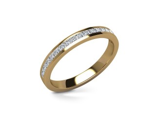 Semi-Set Diamond Eternity Ring in 18ct. Yellow Gold: 2.7mm. wide with Princess Channel-set Diamonds - 12
