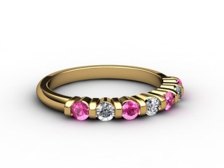 Pink Sapphire and Diamond 0.88cts. in 18ct. Yellow Gold-88-18033-124
